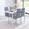 4x Grey Faux Leather Dining Chairs&White Marble MDF Top Dining Table Dining Set
