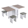 Rolling Drop Leaf Dining Table W.4 Stools Wooden Folding Kitchen Expandable Desk