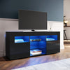 120cm High Gloss TV Table Stand Entertainment Cabinet Black Unit with LED Light