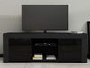 TV Console Unit 2 Doors Storage Cabinets With Glass Shelf RGB LED Lighted for TV