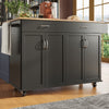 Kitchen Island Rolling Trolley Storage Cabinet with 2 Drawers & Wood Top Black