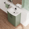600mm Green Floor Standing 2 Door Vanity & Curved Basin Chrome