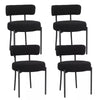Set of 4 Modern Dining Chair Upholstered Soft Kitchen Chairs Teddy Fleece Black