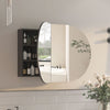 Oval Bathroom Mirror Cabinet w/ Shelf Wall Mounted For Bathroom White Storage