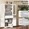 Freestanding Linen Cabinet with 2 Adjustable Shelves-White