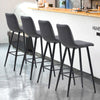 2 Pcs Grey Bar Stools Velvet Seat Metal legs 65 cm seat high Stools Chair Stripe