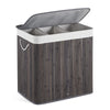 Mondeer 150L Bamboo Laundry Basket with Lid Foldable Washing Clothes Bin Hamper