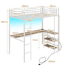 Metal High Sleeper Bed with Safety Guardrail & Ladder-White