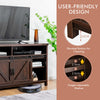 COSTWAY 150cm Sliding Barn Door TV Stand Farmhouse Flat Screen Console-Brown