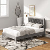 Double Size Bed Frame Velvet Upholstered Platform Bed Slat with High Headboard