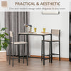 Bar Table and Stools Set, Kitchen Table and 2 Chairs with Backrest, Footrest