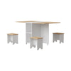 Mobile Drop Leaf Dining Table, Folding Desk with Wheels & 4 Chairs Natural
