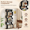 6-Tier Black Bookshelf Geometric Bookcase w/ 2 Anti-Tipping Kits