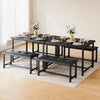 Dining Table Set for 4, Kitchen Table and Upholstered Benches Black