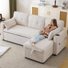 L-Shaped Sofa Bed 3 Seater Couch Pull Out Sectional Couch Bed Corner Sofa Beige