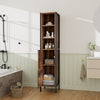 Tall Industrial Cabinet Vintage Narrow Locker Wooden Storage Cupboard Retro Door
