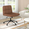 Criss Cross Chair PU Leather Upholstered Legged Office Chair w/ Wheels (Brown)