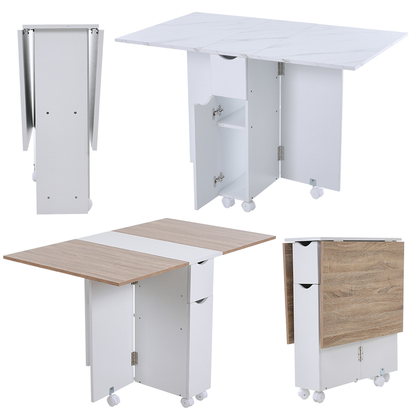 Kitchen Folding Dining Table Mobile Writing Desk Workstation With Stor ...