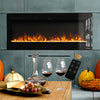 Large 80'' Electric Fireplace Crystal/Log 9 LED Flames Inset/Wall Heater Indoor
