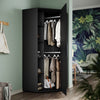 Modern Corner High Gloss Mirrored Black Wardrobe Door with Hanging Rail Shelves