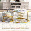 Nesting Coffee Table Set of 2 Living Room Marble Effects Side End Table w/Drawer