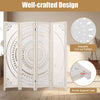 Boho 4-Panel Room Divider Office Privacy Screen with 360° Hinges-White