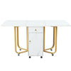 Folding Dining Table Kitchen Rolling Drop Leaf Table with Storage Cupboard
