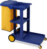 3 Tier Cleaning Trolley On Wheels Janitorial Storage Cart with Organizer Bins