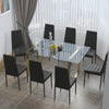 Rectangular Glass Dining Room Set with PU Chairs Kitchen Table and Chairs Set