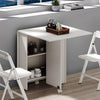 Drop Leaf Table Folding Dining Table With Mobile Wheels & Hidden Storage Shelf