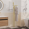 Gold Dual Pole Clothes Stand Coat Garment Rack Hanger with Marble Base