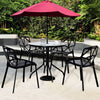 Outdoor Dining Table Garden Patio Tempered Glass Top Metal Legs Bistro Furniture