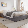 4FT6 DOUBLE BED LINEN FABRIC UPHOLSTERED BED FRAME WITH 4 STORAGE DRAWERS GREY