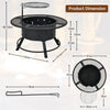 2-in-1 Wood Burning Fireplace Fire Bowl Outdoor Fire Pit with Swivel BBQ Grate