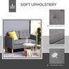 Modern 2 Seater Sofa with Hidden Storage Tufted Cotton Compact Loveseat Grey