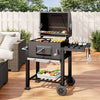 Outdoor Charcoal BBQ Grill with Wheels, Thermometer & Side Racks – 113cm