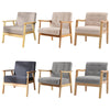 Accent Armchair Wooden Armest Frame Single Padded Sofa Chair Leisure Guest Seat