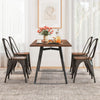 4 Pcs Stackable Kitchen Side Chairs with Wood Seat-Gun