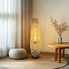 93CM Tall Natural Rattan Floor Lamp Boho Design Lamp Grid Shade Indoor Lighting