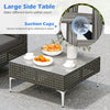 3 Pieces PE Rattan Conversation Set Patio Furniture Set Grey