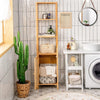 Bamboo Bathroom Cabinet Storage Tall Slim Furniture Toilet Kitchen Cupboard Door