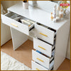 White Dressing VanityTable Makeup Desk with LED Mirror 5 Drawers Bedroom Dresser