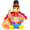 180 cm Thanksgiving Inflatable Turkey Fall Harvest Decoration for Lawn w/LED Lit