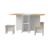 Wooden Drop-leaf Dining Table and Stools Foldable 4 Seater Kitchen Furniture Set