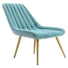 Tiffany Blue Velvet Armchair Stripe Accent Chair Lazy Sofa Seat Gold Metal Legs