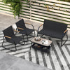 4 Pieces Patio Furniture Set with 2 Rocking Bistro Chairs-Black