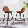 Set of 2 Brown Faux Leather Bar Stools Breakfast Stools Kitchen Chair 65 cm Seat