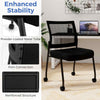 Office Reception Chairs Armless Waiting Room Chair with Wheels Set of 2