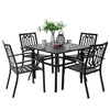 5Pcs Metal Patio Outdoor Dining Table Dining Set Patio Table Sets Umbrella Hole