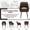 2 Pcs Brown GreyDining Chairs Faux Leather Diamond Cushion Seat With Hole